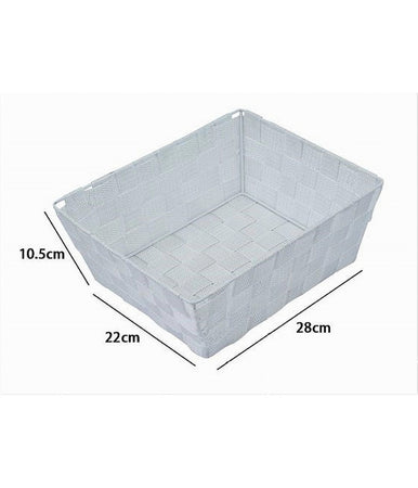 Porta Oggetti Organizer Bagno Cucina Tessuto Bianco Multiuso 28x22x10.5 Cm 79123