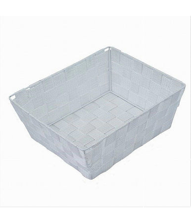 Porta Oggetti Organizer Bagno Cucina Tessuto Bianco Multiuso 28x22x10.5 Cm 79123