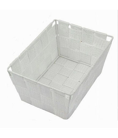 Porta Oggetti Organizer Multiuso Bagno Cucina In Tessuto Bianco 19x14x9cm 79117