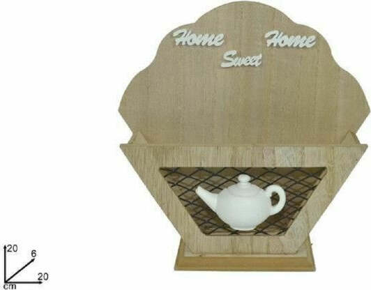 Porta-Oggetti-Portaoggetti-Cucina-In-Legno-Metallo-Arredamento-Casa-20x20x6-Cm