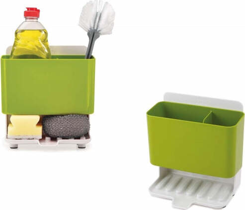 Porta-Oggetti-Spugna-Detersivo-2-Scomparti-Plastica-Scola-Acqua-Lavandino-Cucina