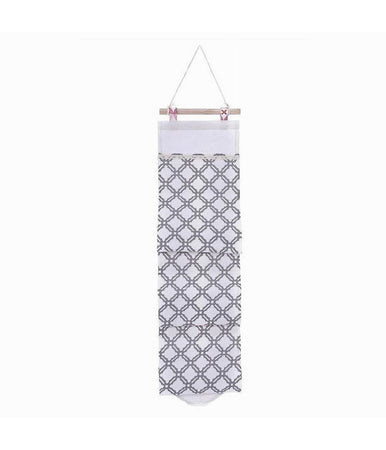 Porta Rotolo Organizer Da Appendere Con 3 Tasche In Tessuto Grigio Bagno 79200