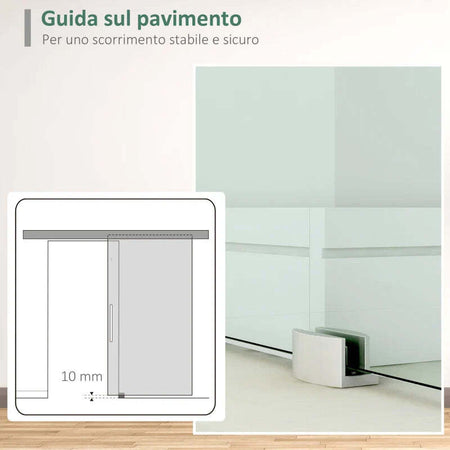 Porta-Scorrevole-in-Vetro-Trasparente-con-Binario-e-Maniglia-in-Alluminio-per-Bagno-Cucina-Studio-210x75x0.8cm-QH8B70-042QH8