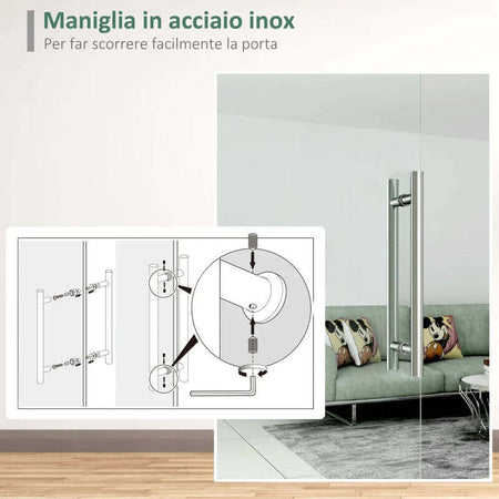 Porta-Scorrevole-in-Vetro-Trasparente-con-Binario-e-Maniglia-in-Alluminio-per-Bagno-Cucina-Studio-210x75x0.8cm-QH8B70-042QH8