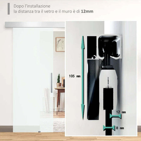 Porta-Scorrevole-in-Vetro-Trasparente-con-Binario-e-Maniglia-in-Alluminio-per-Bagno-Cucina-Studio-210x75x0.8cm-QH8B70-042QH8