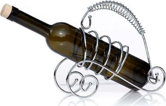 Portabottiglia-Porta-Bottiglia-Vino-In-Metallo-Cromato-Supporto-Design