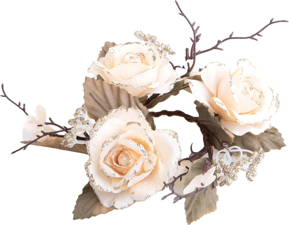 Portacandela decorativo con rose e bacche per decorazioni natalizie 15 cm Casa e cucina/Decorazioni per interni/Candele e portacandele/Candele/Candele a colonna MagiediNatale.it - Altamura, Commerciovirtuoso.it