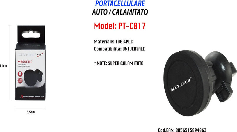 Portacellulare Universale Smartphone Da Auto Supporto Calamitato Maxtech Pt-c017 Elettronica/Elettronica per veicoli/Accessori/Accessori per cellulari/Alloggiamenti Trade Shop italia - Napoli, Commerciovirtuoso.it