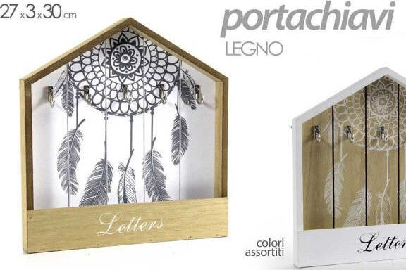 Portachiavi-Lettere-Appendino-Legno-Cassetta-27x3x30cm-Indian-Shabby-Chic-765858