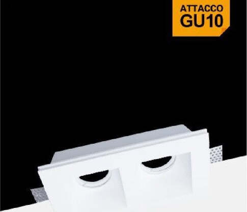 Portafaretto-In-Gesso-Doppio-Quadrato-Incasso-A-Scomparsa-Portalampada-Gu10-Gs23