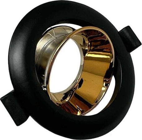 Portafaretto-Orientabile-Incasso-Per-Soffitto-Rotondo-Supporto-Faretto-Nero-Oro-Universo