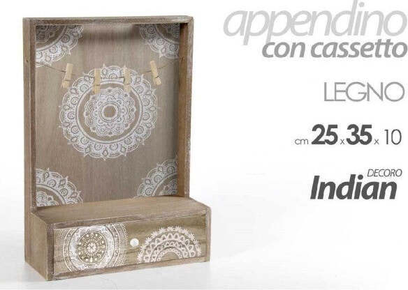 Portalettere-Con-Cassetto-Appendino-Legno-25x35x10cm-Decoro-Indian-Shabby-738388