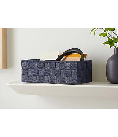 Portaoggetti Organizer Bagno Camera Cucina Tessuto Blu Multiuso 28x22x10.5cm 79022