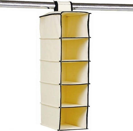 Portaoggetti-Pieghevole-5-Scomparti-Armadio-Portatile-Appendibile-Indumenti