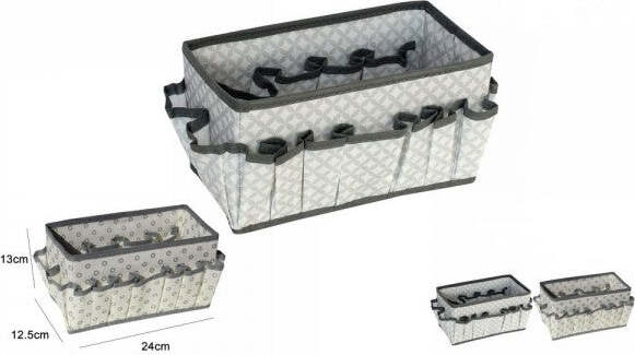 Portaoggetti-Tessuto-Organizer-Contenitore-Scatola-Multitasche-24x12.5x13cm-53033a