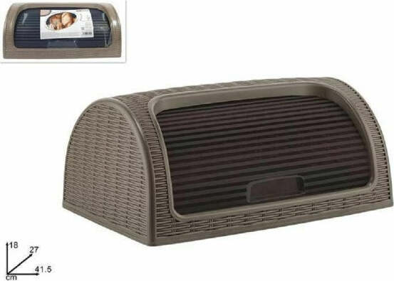 Portapane-Pane-Crock-Serrandina-Grande-Rotolo-Contenitore-Effetto-Rattan-Marrone