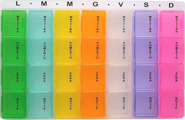 Portapillole-Porta-Pillole-Pill-Box-7-Giorni-Settimanale-Mattina-Pomeriggio-Sera