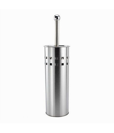 Portascopino Bagno Contenitore Spazzolone Wc In Acciaio Satinato Decorato 69442