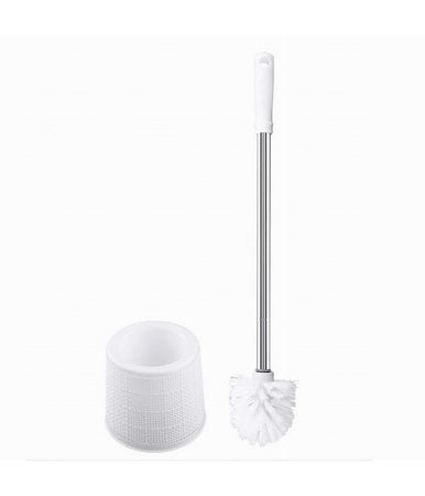 Portascopino Con Effetto Rattan Bianco Per Bagno Wc Toilette Con Scopino 79823