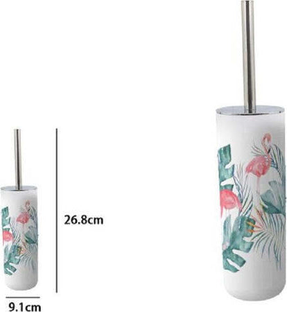 Portascopino-In-Plastica-9.1x26.8cm-Scopino-Bagno-Wc-Toilette-Fenicotteri-69967
