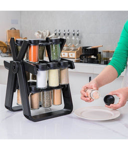 Portaspezie Girevole A 360° Con 18 Barattoli Spezie Da Cucina Con Supporto Ruota