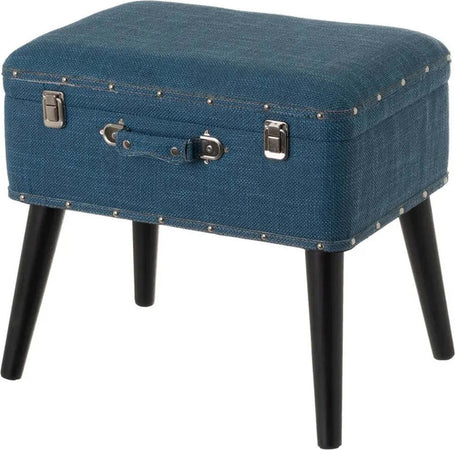 Pouf-Contenitore-Valigia-Apribile-Sgabello-Panca-Poggiapiedi-Tela-Blu-Petrolio