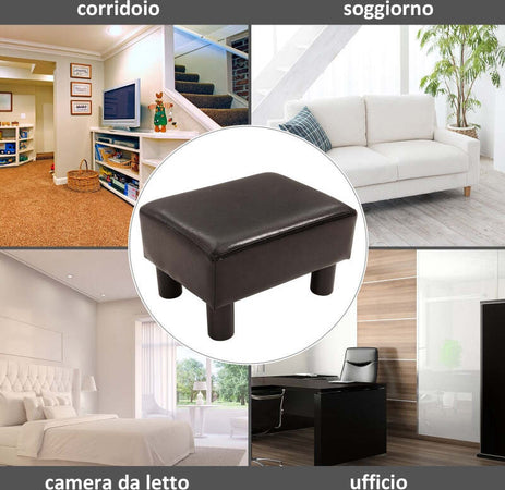 Pouf-Poggiapiedi-Imbottito,-Rettangolare-e-in-Finta-Pelle,-40x30x24-cm,-Marrone-sgabello-ufficio-negozio-soggiorno-camera-F833-666V71A