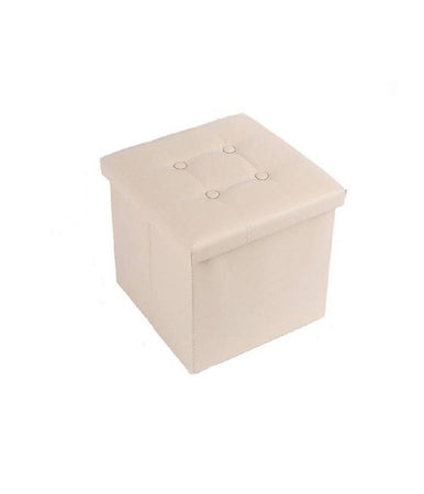 Pouff Puff Pouf Contenitore Imbottito Portaoggetti Seduta Beige 30x30x30cm 79428