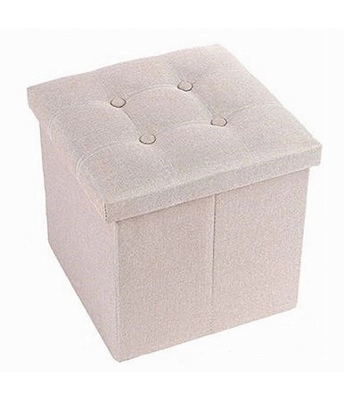 Pouff Puff Pouf Contenitore Imbottito Portaoggetti Seduta Beige 38x38x35cm 79423