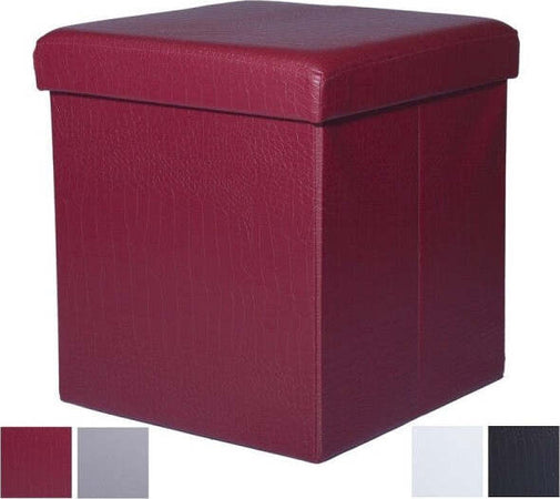 Pouff-Puff-Pouf-Contenitore-Imbottito-Portaoggetti-Seduta-Pelle-35-X-35-X-35-Cm