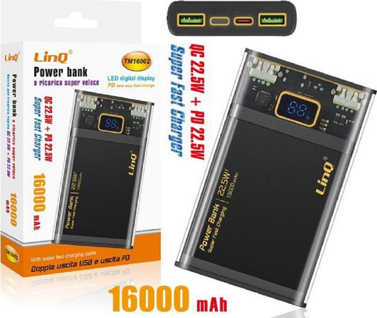 Power Bank 16000mah Qc 22.5w + Pd 22.5w Super Fast Charge Caricabatterie Tm16002 Elettronica/Cellulari e accessori/Accessori/Caricabatterie/Caricabatterie portatile Trade Shop italia - Napoli, Commerciovirtuoso.it