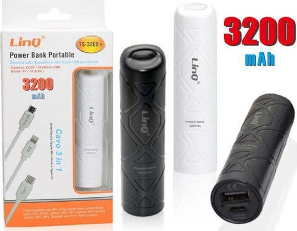 Power-Bank-Batteria-Esterna-Portatile-Ricaricabile-3200mah-Con-Cavo-3in1-Ts-3200+