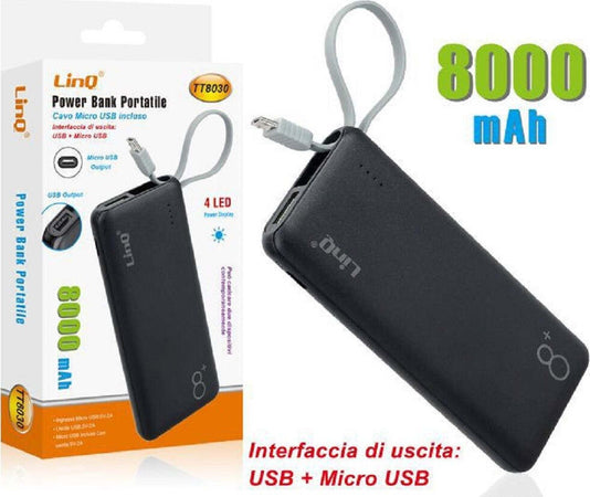 Power Bank Batteria Esterna Portatile Ricaricabile 8000mah Con Micro Usb Tt8030 Elettronica/Cellulari e accessori/Accessori/Caricabatterie/Caricabatterie portatile Trade Shop italia - Napoli, Commerciovirtuoso.it