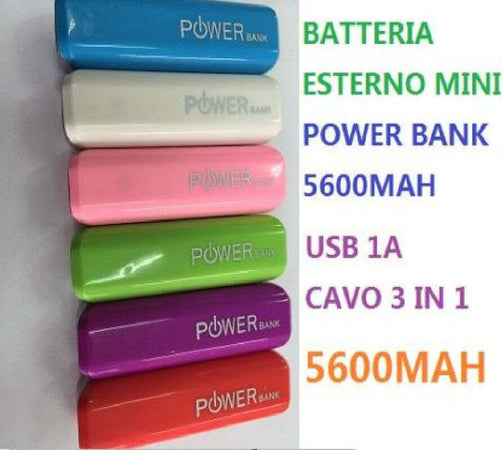 POWER BANK BATTERIA ESTERNA USB 5600 mAh UNIVERSALE PER SMARTPHONE CELLULARE Trade Shop italia - Napoli, Commerciovirtuoso.it