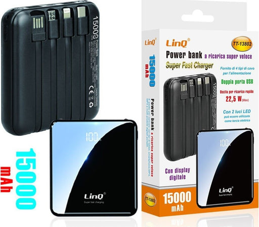 Power Bank Con Ricarica Super Veloce 22.5w 15000mah Display Lcd 4 Cavi Tt-13802 Elettronica/Cellulari e accessori/Accessori/Caricabatterie/Caricabatterie portatile Trade Shop italia - Napoli, Commerciovirtuoso.it