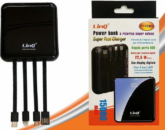 Power Bank Con Ricarica Super Veloce 22.5w 15000mah Display Lcd 4 Cavi Tt-13802 Elettronica/Cellulari e accessori/Accessori/Caricabatterie/Caricabatterie portatile Trade Shop italia - Napoli, Commerciovirtuoso.it