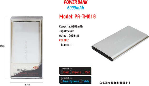 Power-Bank-Portatile-6000mah-Per-Smartphone-Cellulare-Tablet-Maxtech-Pa-tm010