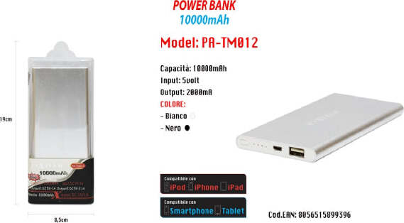 Power-Bank-Portatile-Per-Smartphone-Cellulari-10000mah-Carica-Batteria-Emergenza