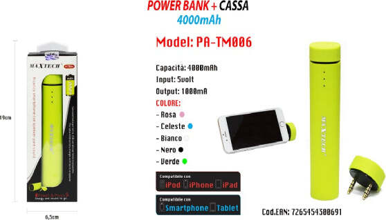 Power-Bank-Portatile-Per-Smartphone-Usb-Altoparlante-4000mah-Batteria-Emergenza