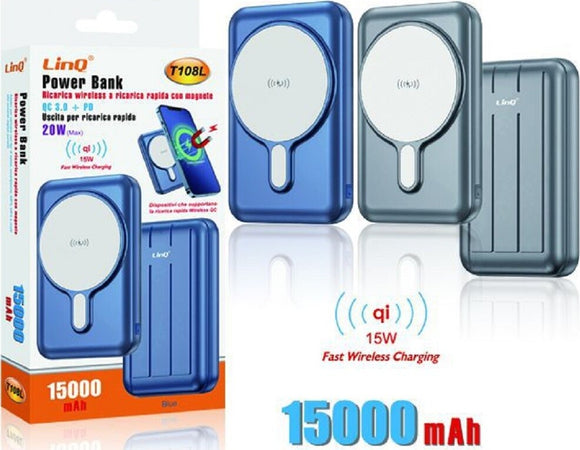 Powerbank 15000mah Ricarica Rapida Wireless Con Magnete 15w Qc 3.0 + Pd 20w T108l Elettronica/Cellulari e accessori/Accessori/Caricabatterie/Caricabatterie portatile Trade Shop italia - Napoli, Commerciovirtuoso.it
