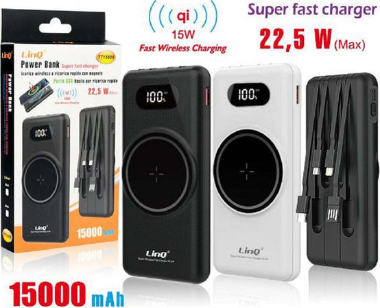 Powerbank Da 15000 Mah Con Ricarica Wireless Rapida Usb / Usb-c Con Cavi Tt15808 Elettronica/Cellulari e accessori/Accessori/Caricabatterie/Caricabatterie portatile Trade Shop italia - Napoli, Commerciovirtuoso.it
