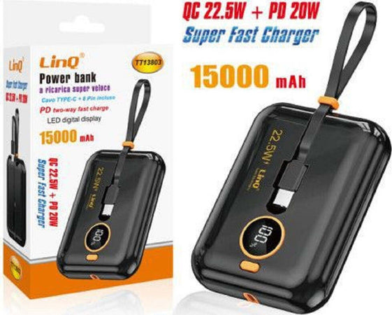 Powerbank Ricarica Super Veloce 15000mah Qc22.5w+pd20w Display Digitale Tt13803 Elettronica/Cellulari e accessori/Accessori/Caricabatterie/Caricabatterie portatile Trade Shop italia - Napoli, Commerciovirtuoso.it