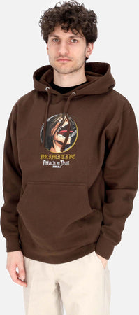 PRIMITIVE-Felpa-Cappuccio-Uomo-Future-Memory-Hoodie-X-Attack-On-Titan-Brown-da-uomo