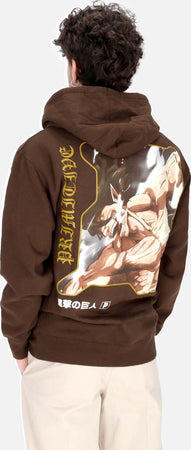 PRIMITIVE-Felpa-Cappuccio-Uomo-Future-Memory-Hoodie-X-Attack-On-Titan-Brown-da-uomo