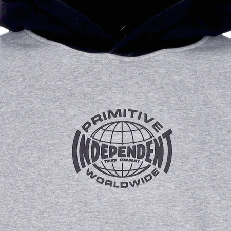 PRIMITIVE-Felpa-Cappuccio-Uomo-Global-Two-Tone-Hood-X-Independent-Grey-da-uomo