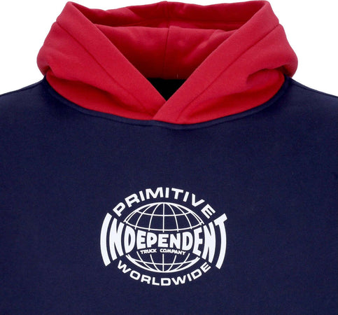 PRIMITIVE-Felpa-Cappuccio-Uomo-Global-Two-Tone-Hood-X-Independent-Navy-da-uomo