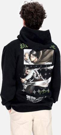 PRIMITIVE-Felpa-Cappuccio-Uomo-Scout-Hoodie-X-Attack-On-Titan-Black-da-uomo