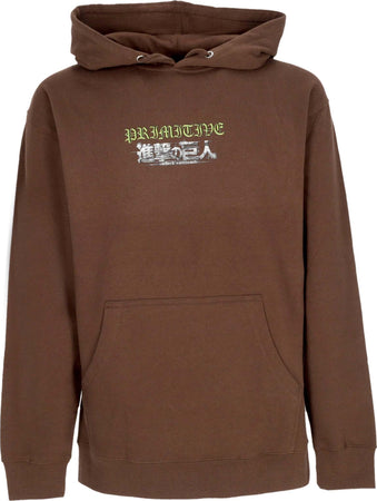 PRIMITIVE-Felpa-Cappuccio-Uomo-Scout-Hoodie-X-Attack-On-Titan-Brown-da-uomo