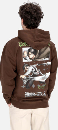 PRIMITIVE-Felpa-Cappuccio-Uomo-Scout-Hoodie-X-Attack-On-Titan-Brown-da-uomo