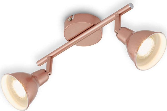 PRISMA---Plafoniera-con-2-faretti-a-LED-girevoli-e-orientabili,-in-rame,-GU10,-3-W